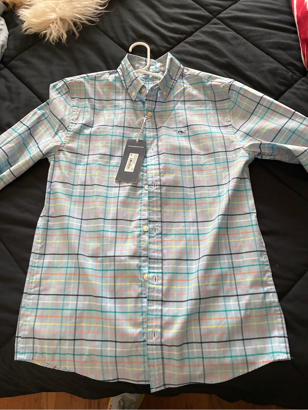 Vineyard Vines Pastel Plaid Button-Down Shirt in Light Blue & Mint